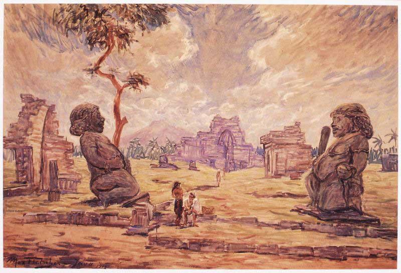unknow artist Oil painting. Temple ruins in Candi Sewu France oil painting art